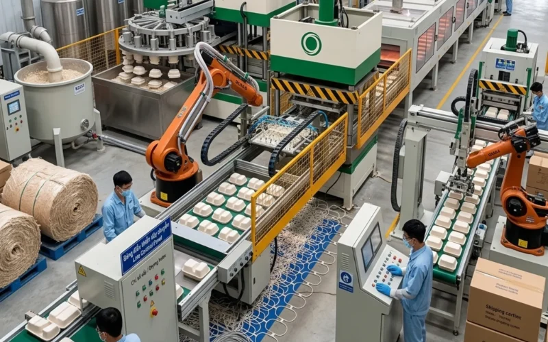 Các thiết bị cốt lõi trong dây chuyền sản xuất hộp bã mía tự động hóa
